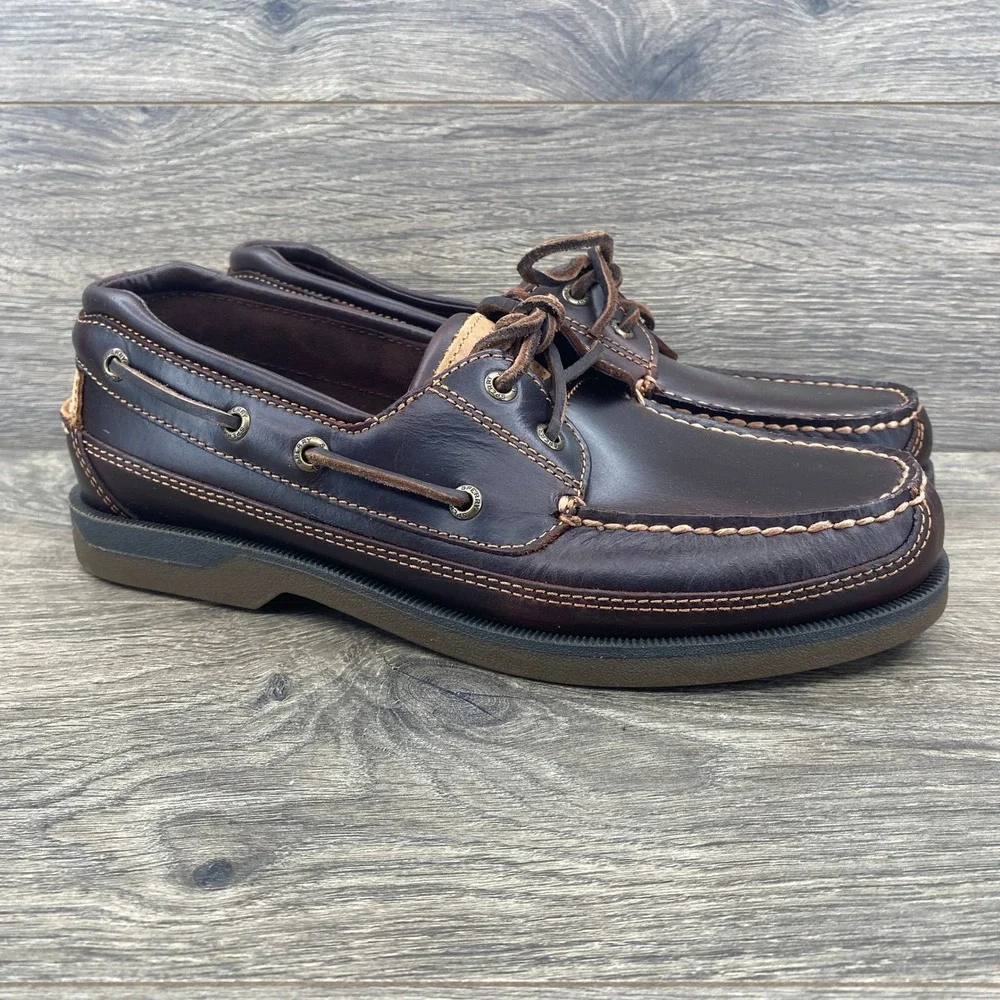 Sperry Boat Shoe Mens 8.5 Dark Brown Mako 2-Eye Leather Loafer 109157